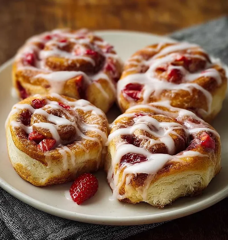 Delicious Strawberry Cheesecake Cinnamon Rolls