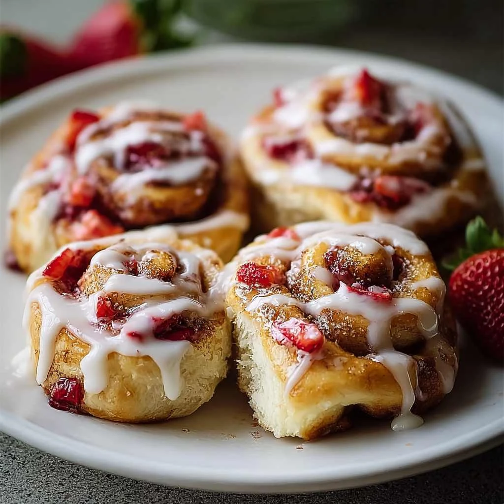 Delicious Strawberry Cheesecake Cinnamon Rolls