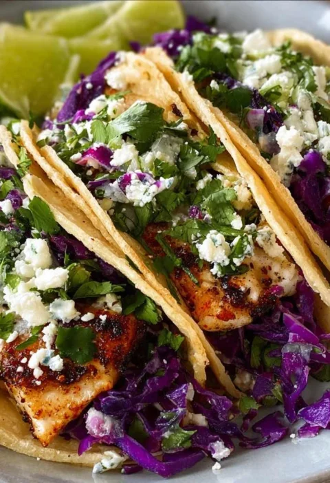 Fish Tacos Cilantro Lime Slaw