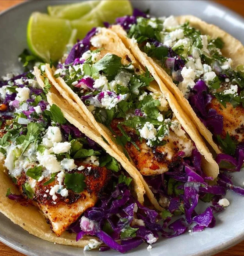 Fish Tacos Cilantro Lime Slaw