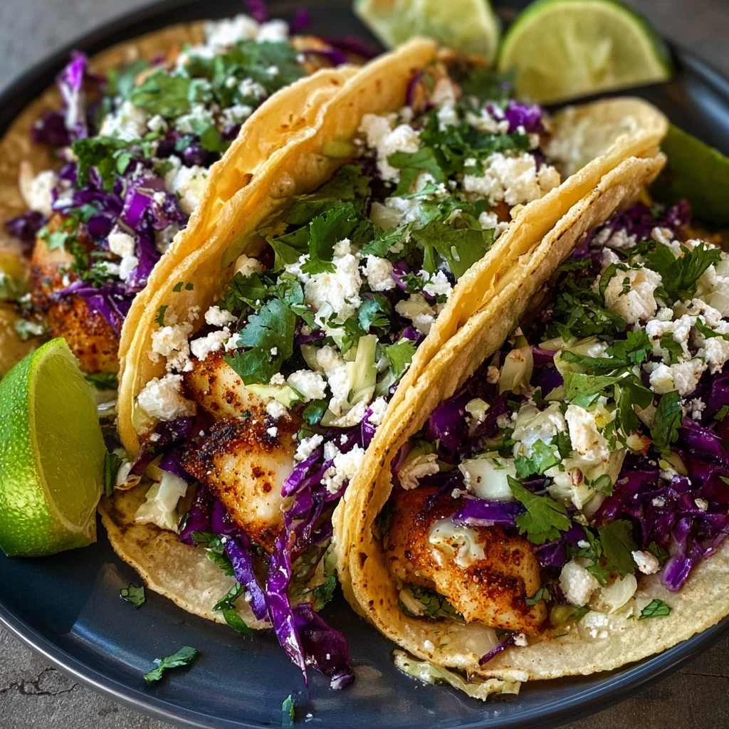 Fish Tacos Cilantro Lime Slaw