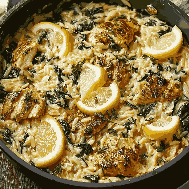 Lemon Chicken Orzo One Pot Cozy Family Dinner