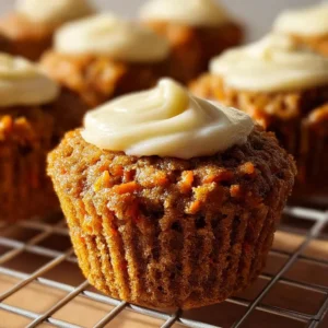 Moist Carrot Cake Muffins with Cream Cheese Topping