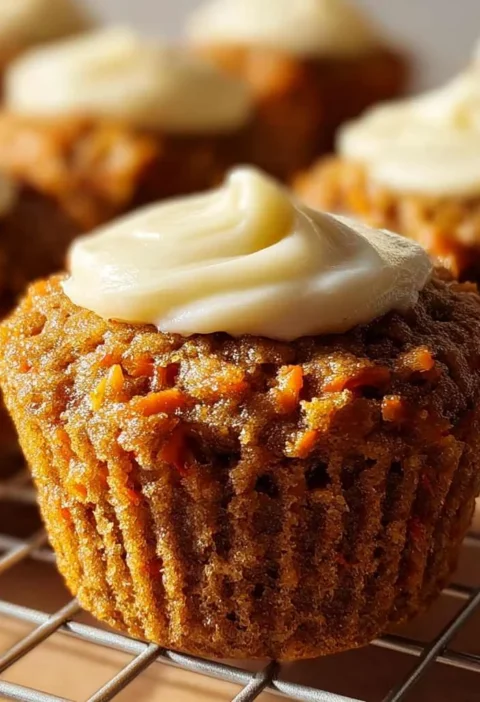 Moist Carrot Cake Muffins Cream Cheese Topping