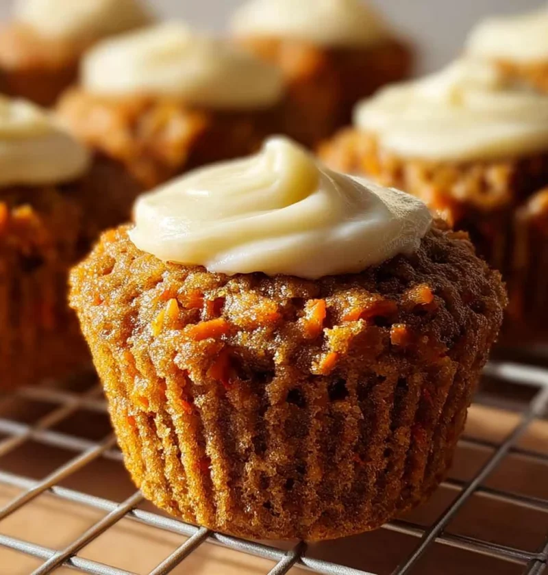 Moist Carrot Cake Muffins Cream Cheese Topping
