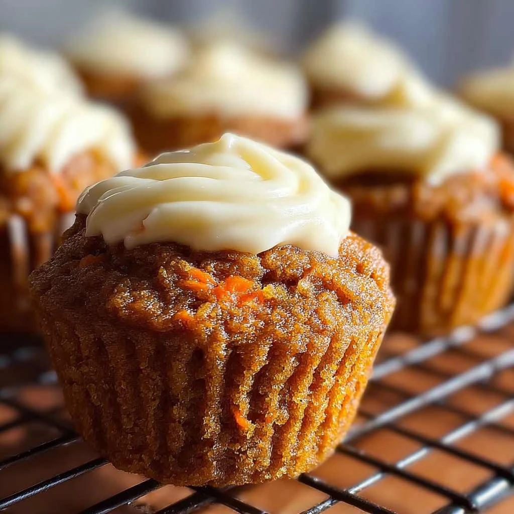 Moist Carrot Cake Muffins Cream Cheese Topping