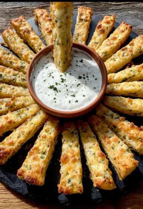 Potato Cheese Sticks Garlic Yogurt Sauce Ovenbaked