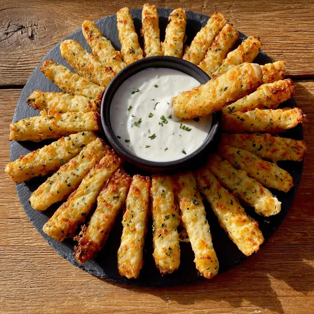 Potato Cheese Sticks Garlic Yogurt Sauce Ovenbaked
