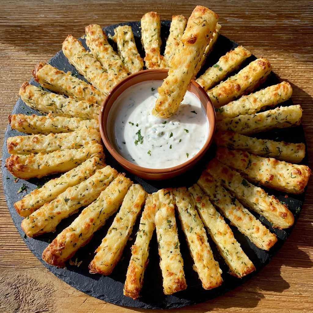 Potato Cheese Sticks Garlic Yogurt Sauce Ovenbaked