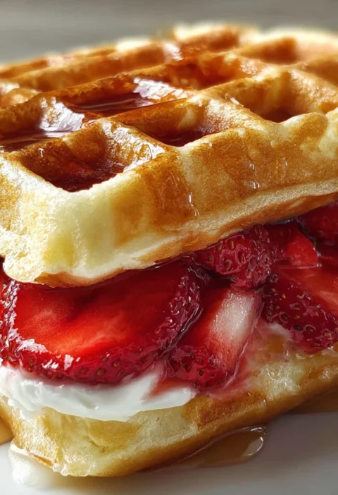 Strawberry Cheesecake Stuffed Waffles