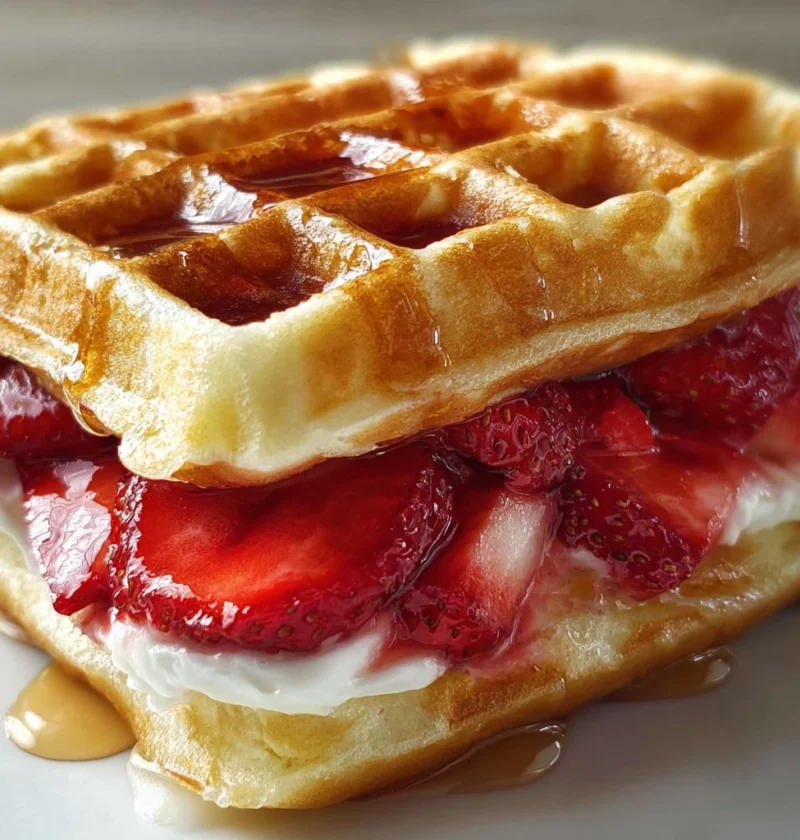 Strawberry Cheesecake Stuffed Waffles
