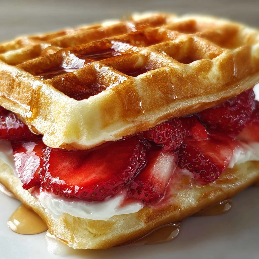 Strawberry Cheesecake Stuffed Waffles