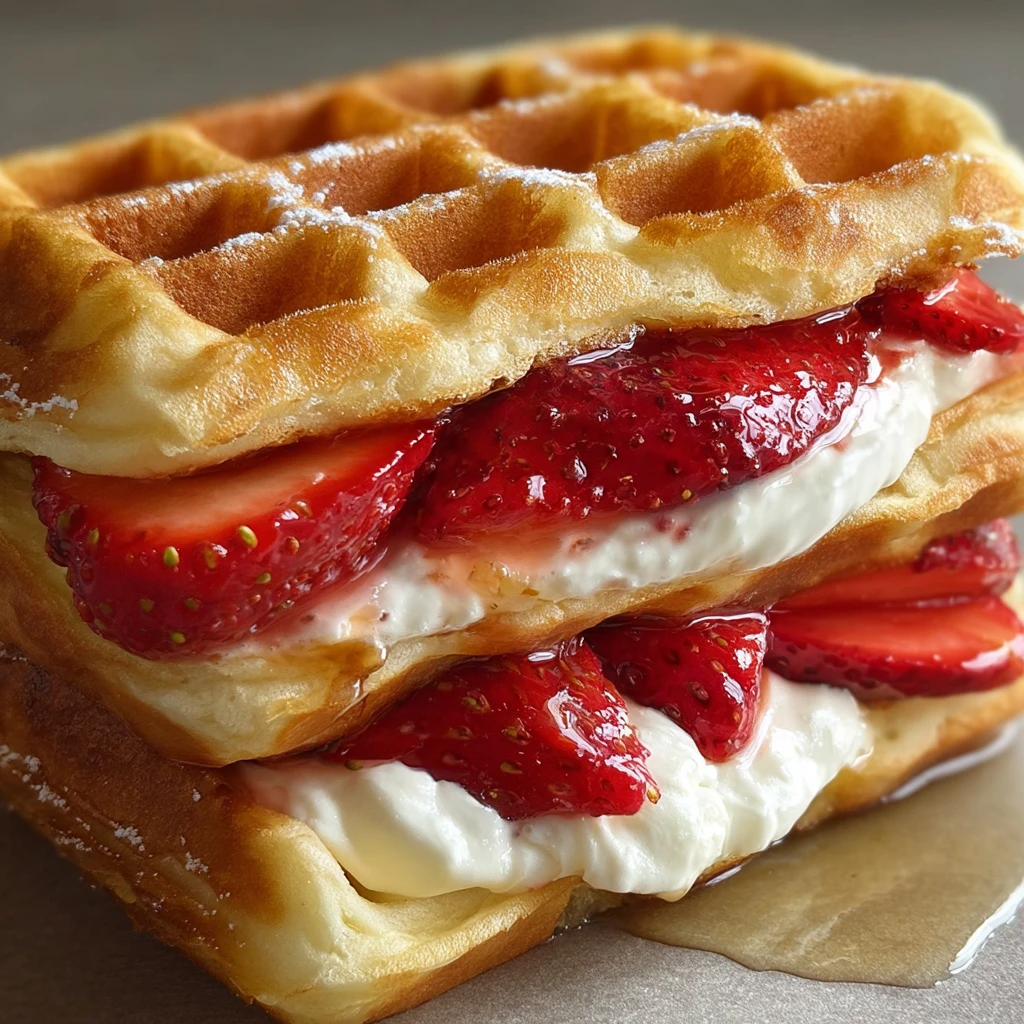 Strawberry Cheesecake Stuffed Waffles