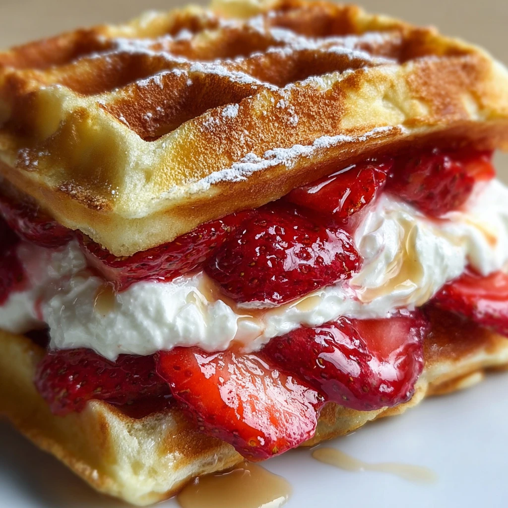 Strawberry Cheesecake Stuffed Waffles
