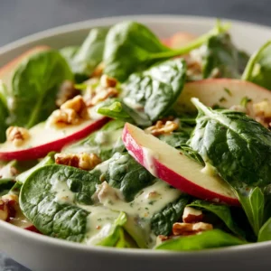Apple Walnut Spinach Salad with Avocado Dressing
