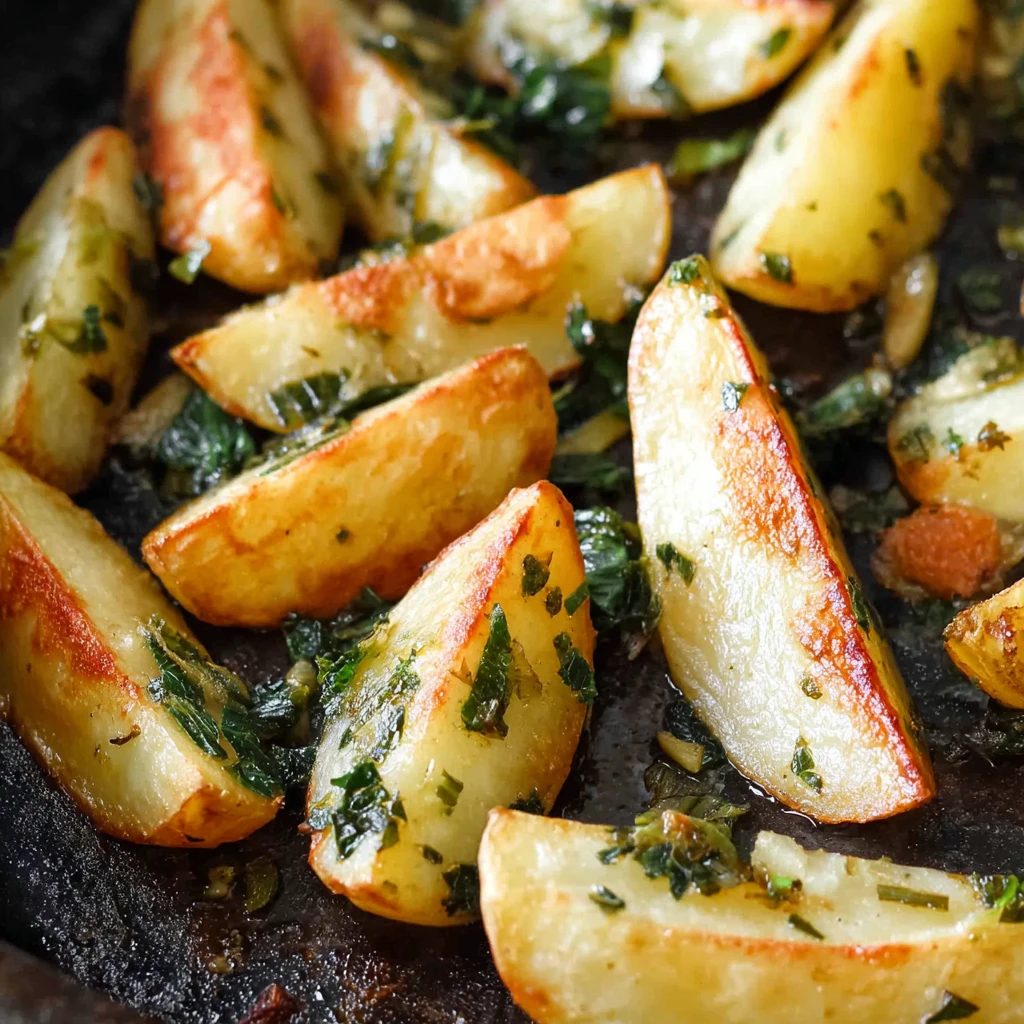 Crispy Roasted Lemon Potatoes with Wild Garlic
