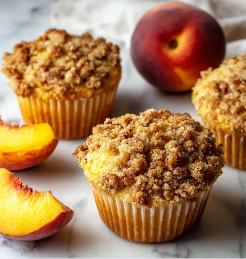 Peach Crumble Muffins Soft Buttery Crunchy Pecan
