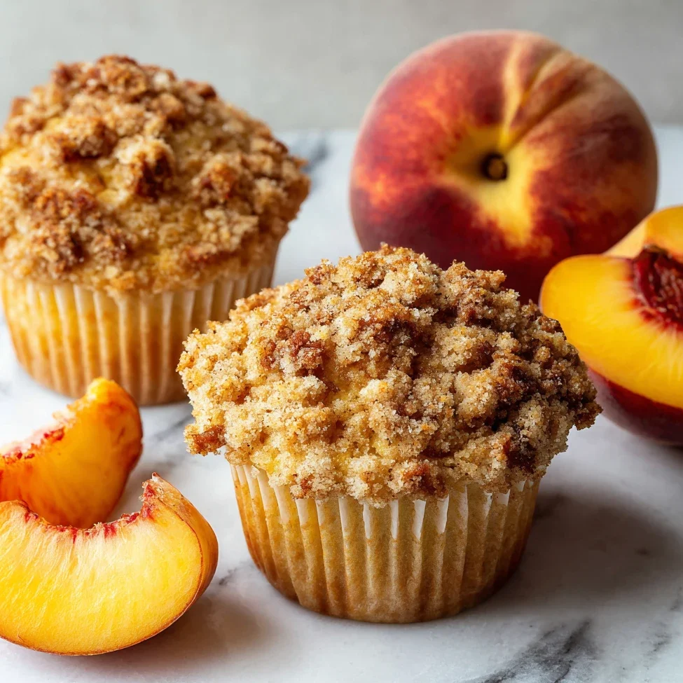 Peach Crumble Muffins Soft Buttery Crunchy Pecan
