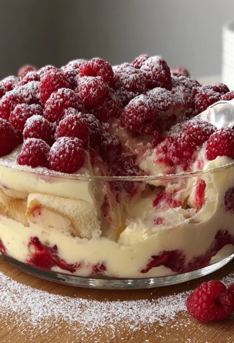 Raspberry Tiramisu Cream Dessert Steps Happy Guests