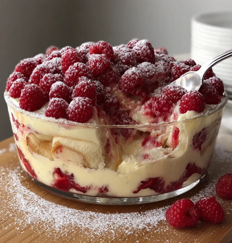 Raspberry Tiramisu Cream Dessert Steps Happy Guests