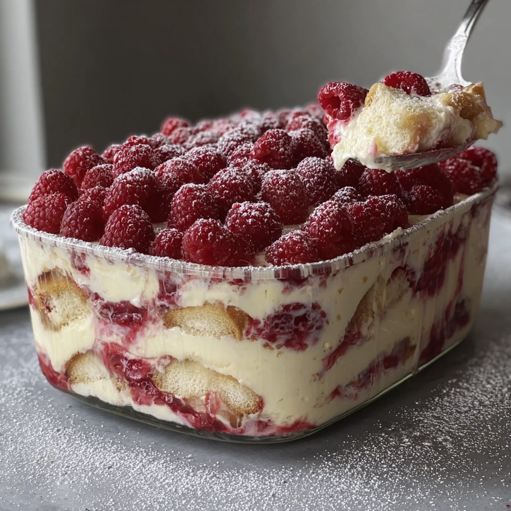 Raspberry Tiramisu Cream Dessert Steps Happy Guests