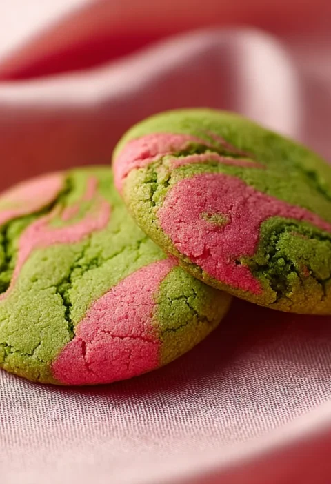 Soft Strawberry Matcha Cookies Chewy Pink Green Swirl