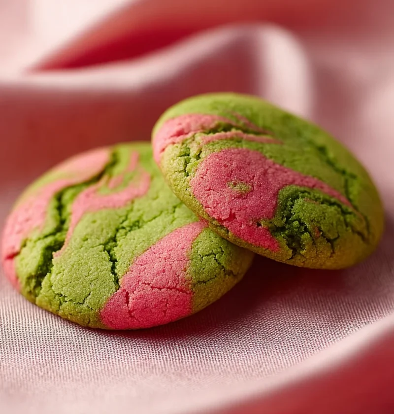 Soft Strawberry Matcha Cookies Chewy Pink Green Swirl