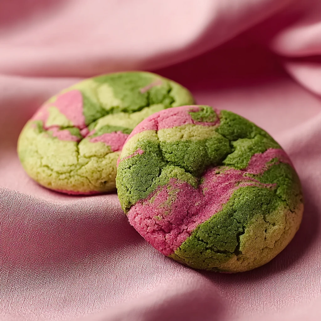 Soft Strawberry Matcha Cookies Chewy Pink Green Swirl