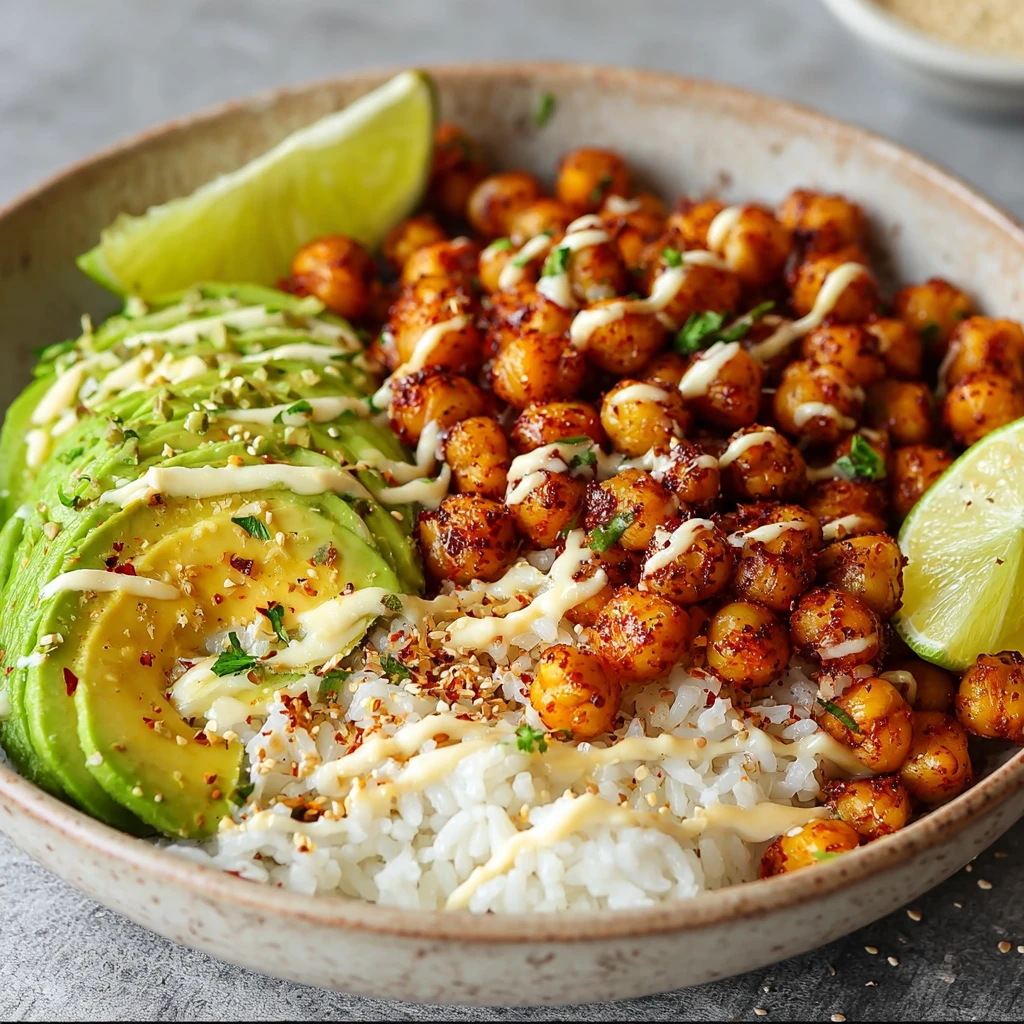 Spicy Roasted Chickpea and Avocado Bowls