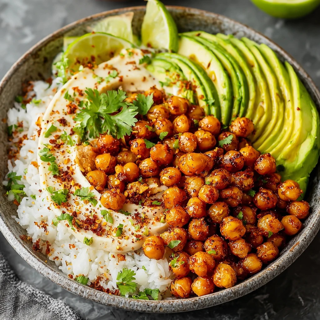 Spicy Roasted Chickpea Avocado Bowls