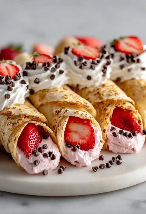 Strawberry Cannoli Cones Irresistible Steps Creamy Dessert