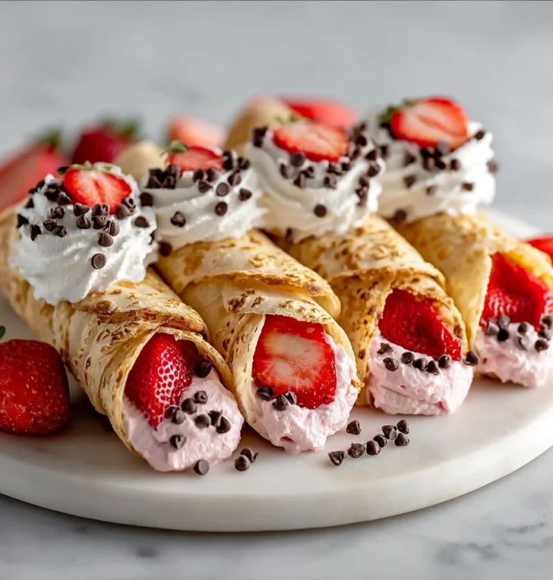 Strawberry Cannoli Cones Irresistible Steps Creamy Dessert
