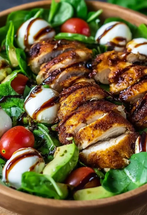 Baked Chicken Mozzarella Salad Balsamic Dinner