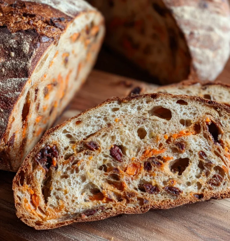 Carrot Cake Sourdough Bread Raisins Pecans Cinnamon Swirl