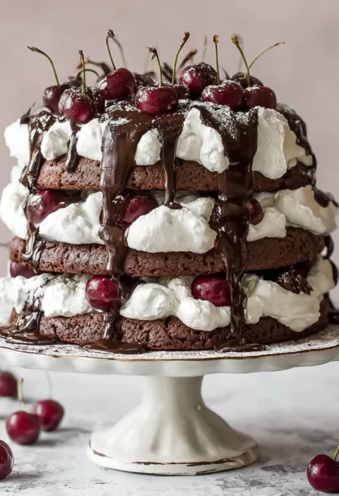 Chocolate Cherry Meringue Stack Cake Glutenfree Treat