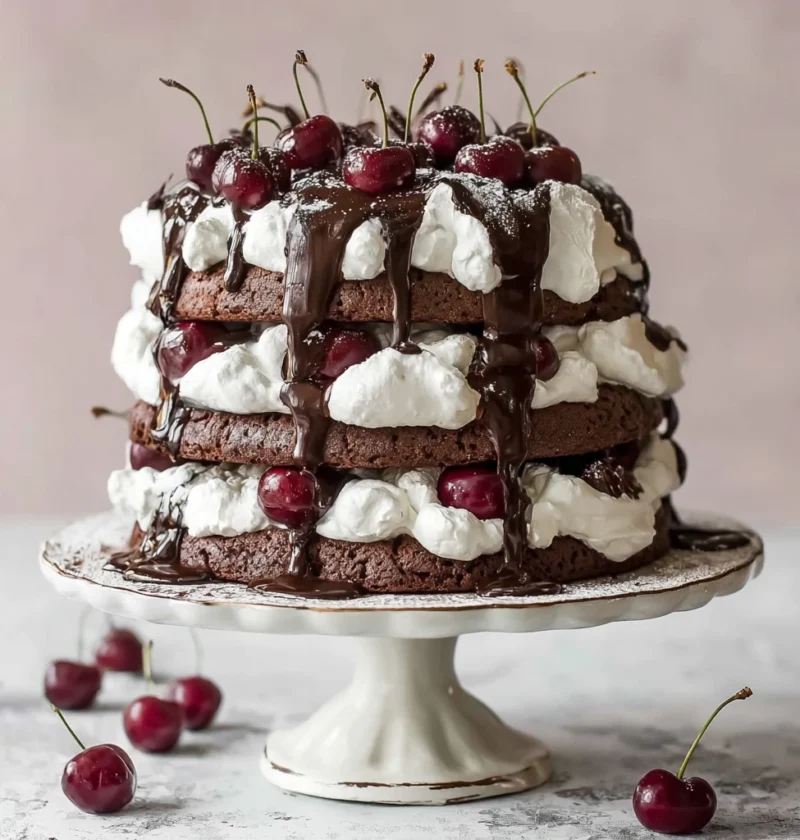 Chocolate Cherry Meringue Stack Cake Glutenfree Treat