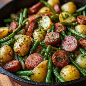 Enjoy a Simple and Delicious One Pan Sausage Green Beans and Potatoes Recipe