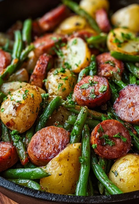 Enjoy Delicious One Pan Sausage Green Beans Potatoes
