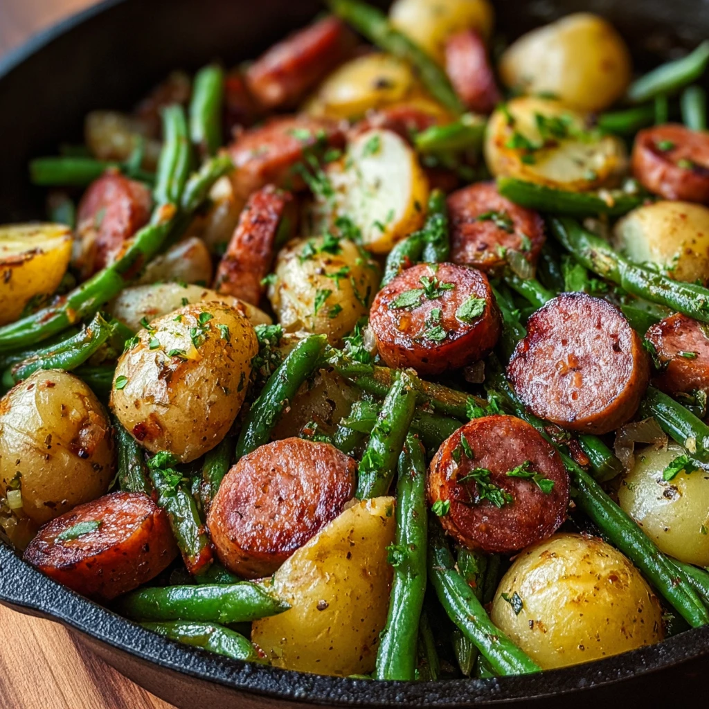 Enjoy a Simple and Delicious One Pan Sausage Green Beans and Potatoes Recipe