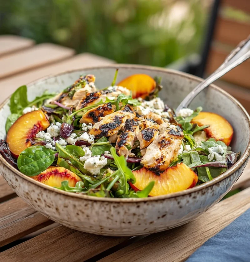 Grilled Peach Feta Chicken Salad