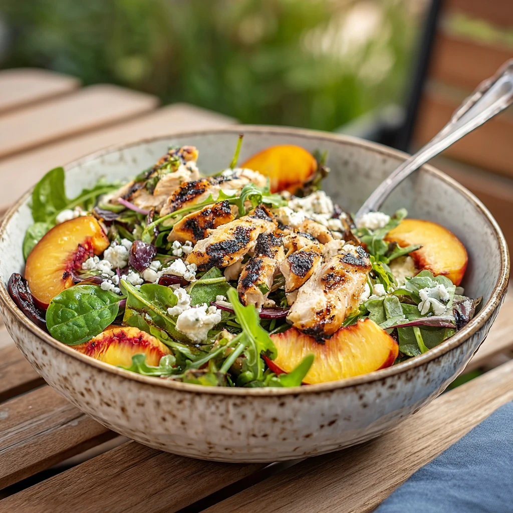 Grilled Peach & Feta Chicken Salad