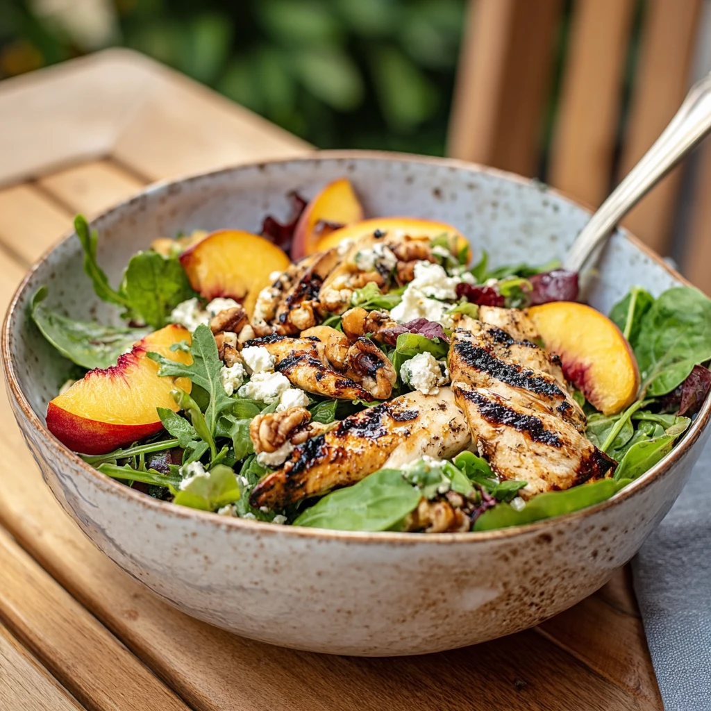 Grilled Peach Feta Chicken Salad