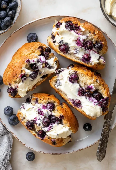 Healthy Blueberry Bagels Protein Breakfast