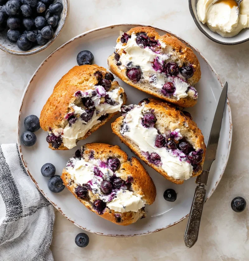 Healthy Blueberry Bagels Protein Breakfast