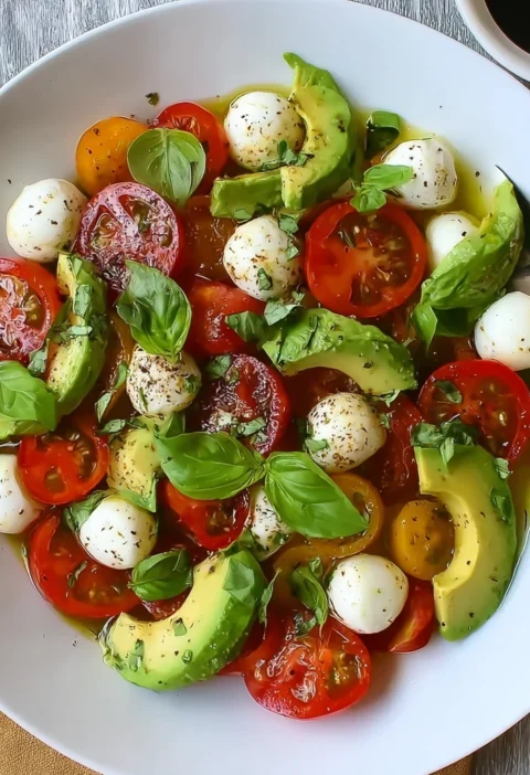 Light Avocado Caprese Salad Fresh Summer Side