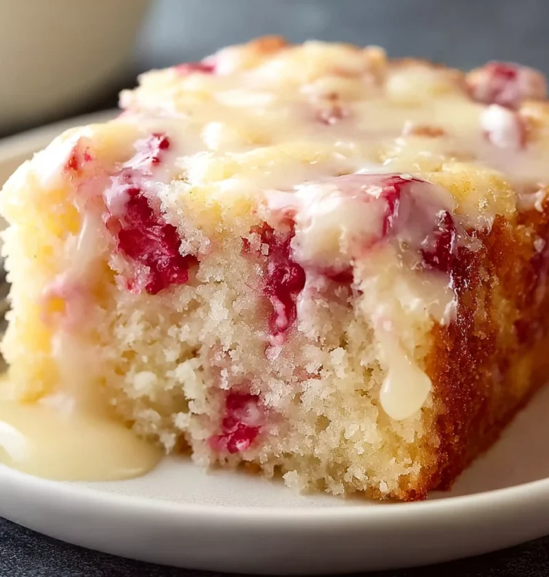 Moist Rhubarb Cake Butter Sauce Warm Dessert