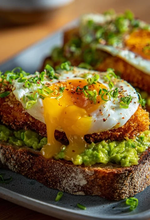 Panko Crusted Eggs Avocado Toast