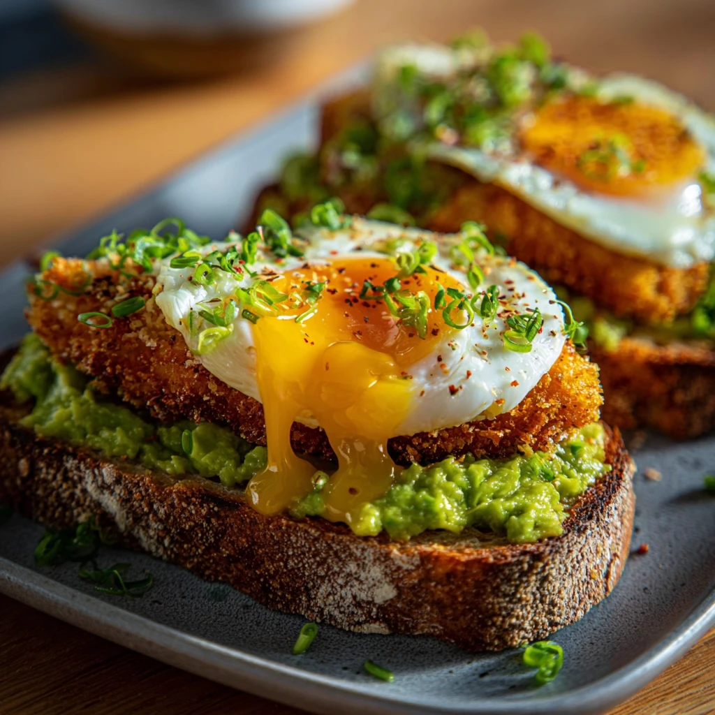 Panko Crusted Eggs Avocado Toast