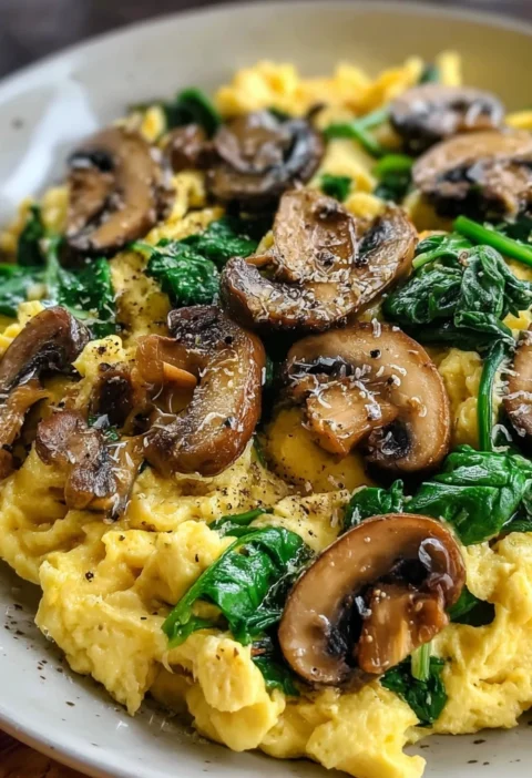 Savory Mushroom Spinach Scrambled Eggs Elevate Your Breakfast