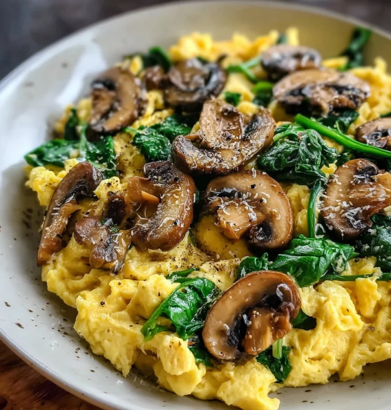 Savory Mushroom Spinach Scrambled Eggs Elevate Your Breakfast
